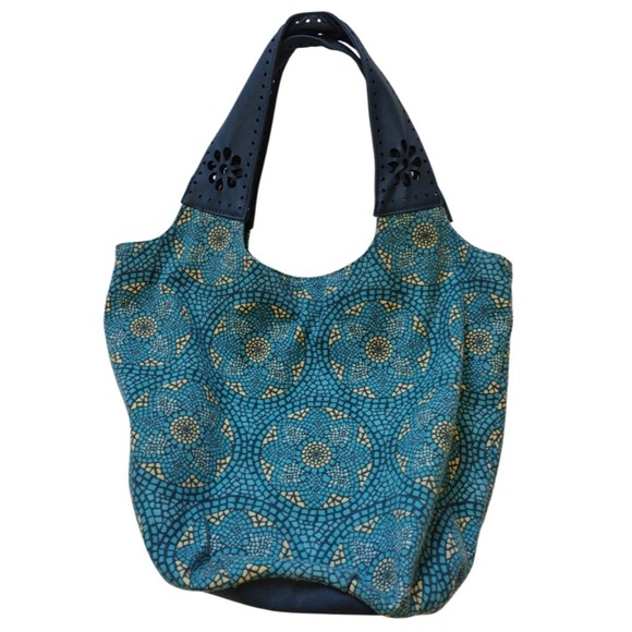 Xhilaration Handbags - Xhilaration Shoulder Bag Woman's Medium Blue Boho Geometric‎  Faux Leather Strap
